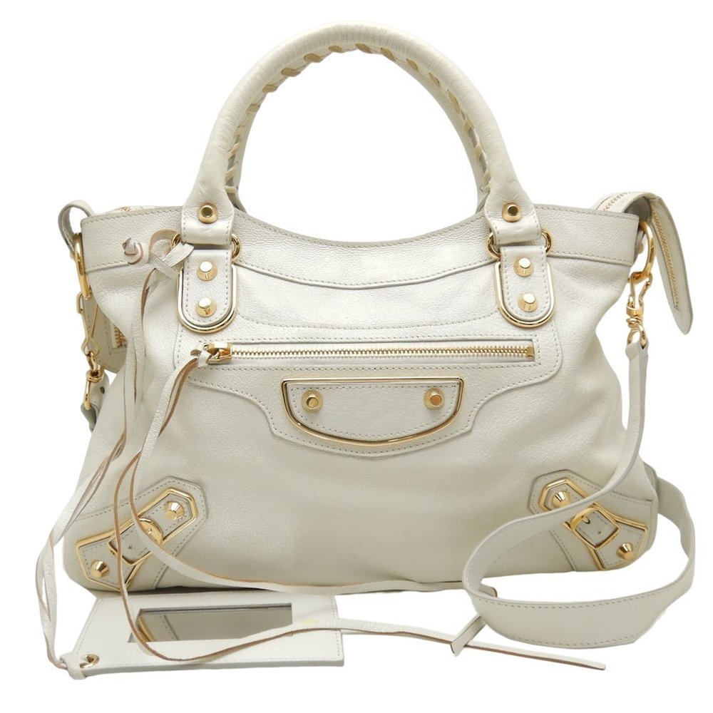 Balenciaga Classic Edge City Handbag Leather White